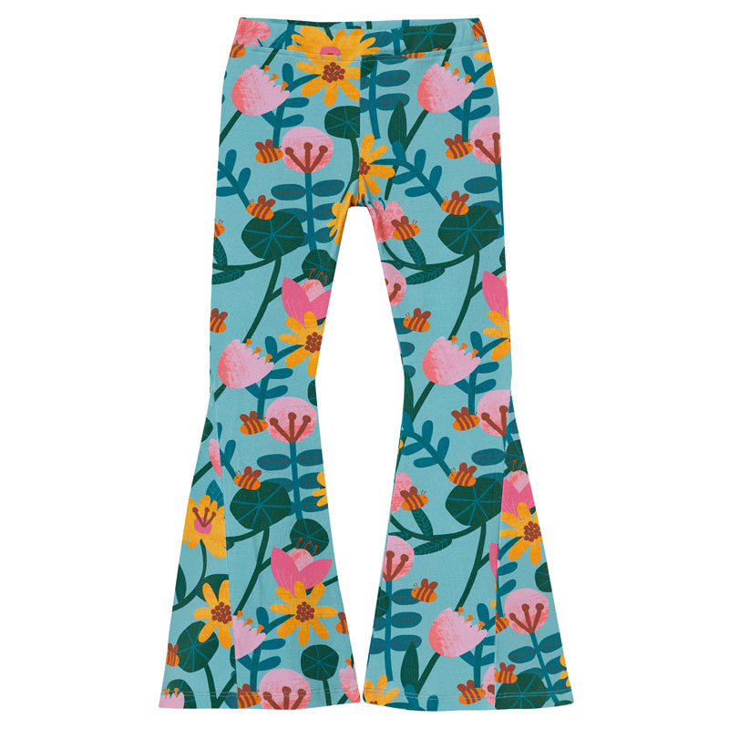 FLARED PANTS | GREEN FLOWERS