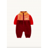 COLOR BLOCK POLAR SHERPA ONE-PIECE deep red/ peach