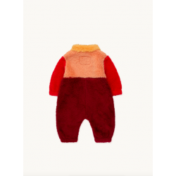 COLOR BLOCK POLAR SHERPA ONE-PIECE deep red/ peach