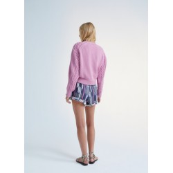 Russel Woman Cable Sleeve Jumper Iris Lilac