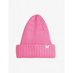 Knitted rib fold up hat