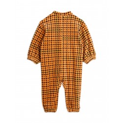 Dog houndstooth aop velour jumpsuit baby