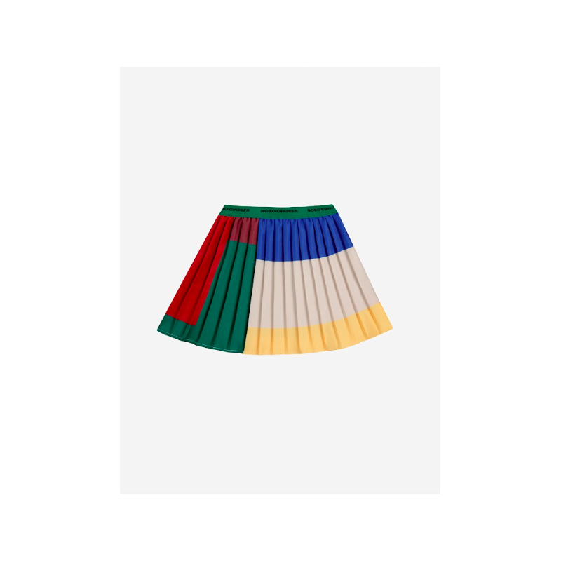 Color Block pleated woven skirt