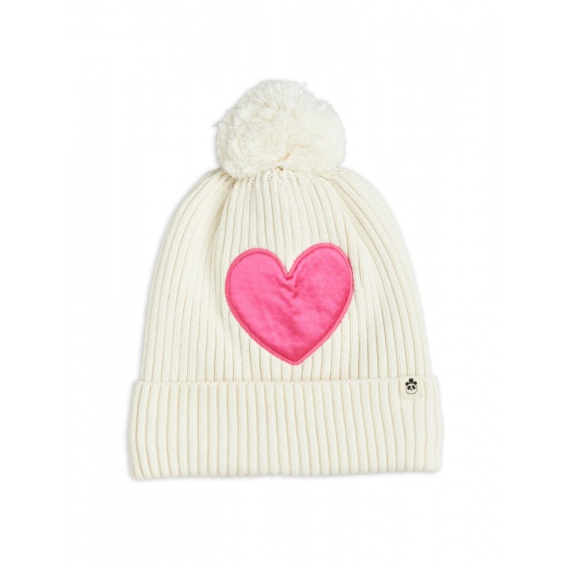 Hearts knitted pompom hat