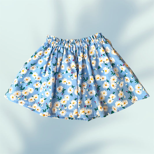 Gonna fiori azzurra corta
