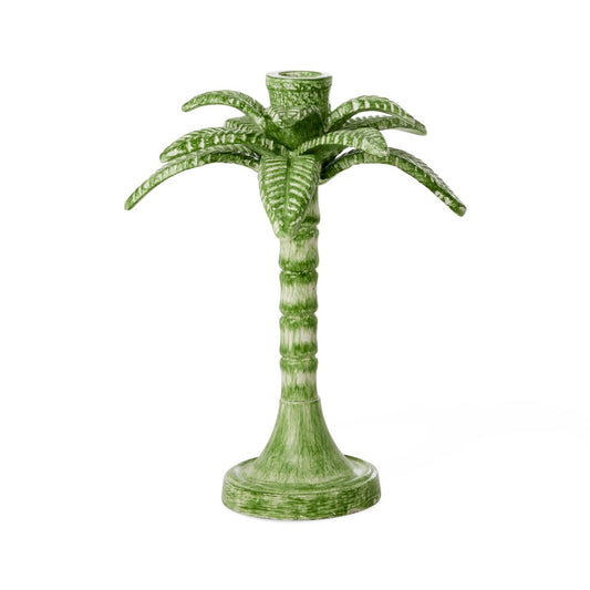 Large Palm Metal Candle Holder - Green