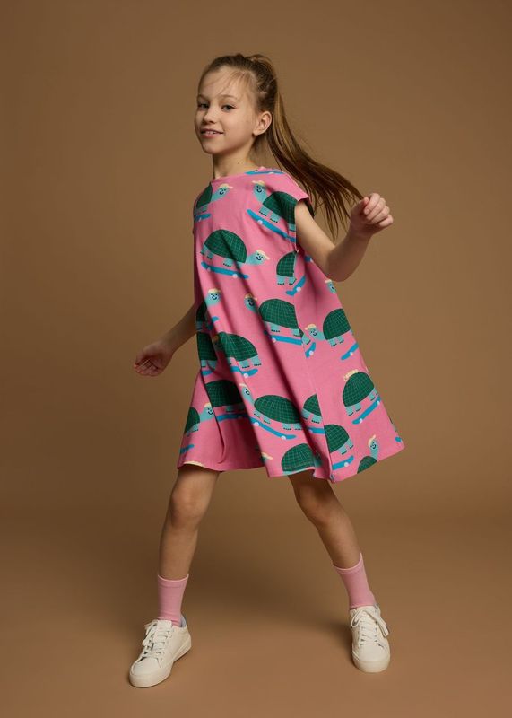 CASUAL DRESS  PINK TURTLES